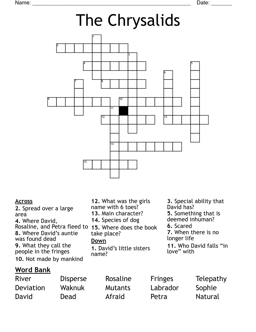 The Chrysalids  Crossword