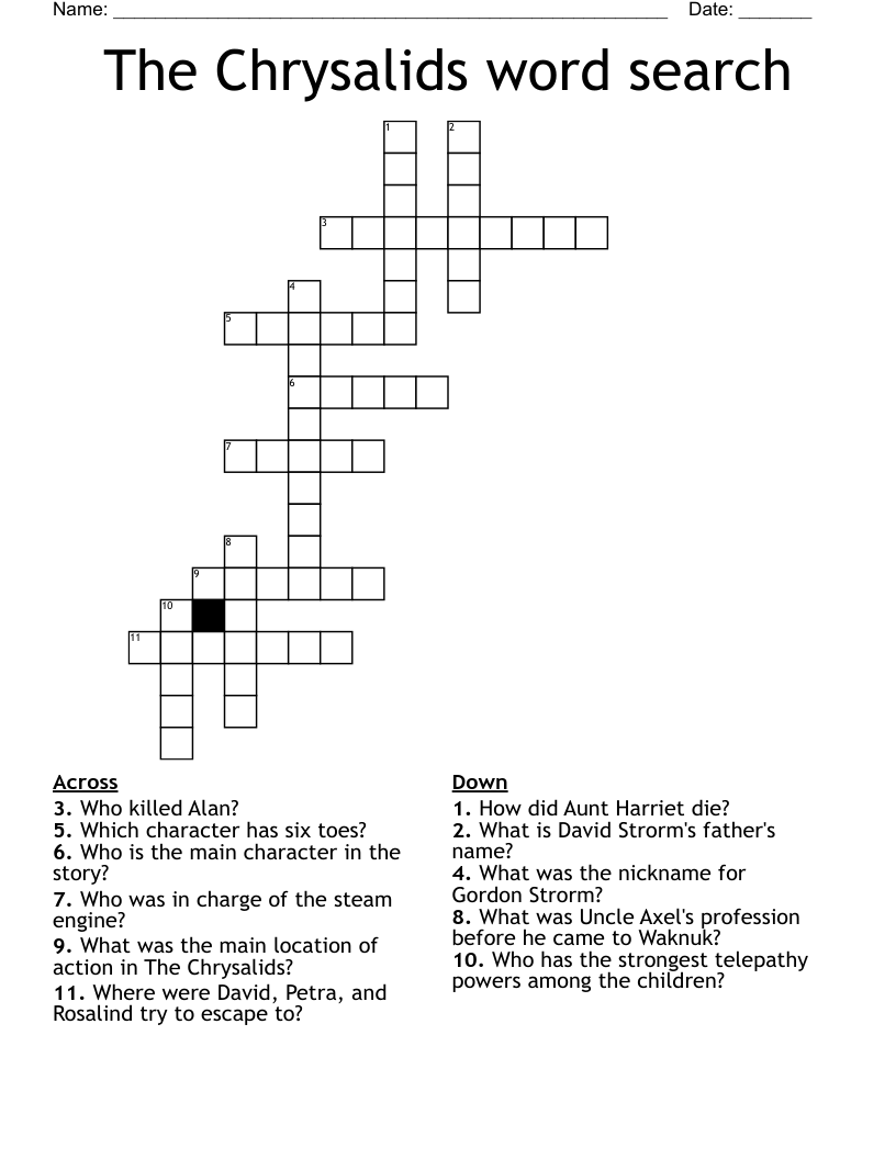 The Chrysalids word search Crossword