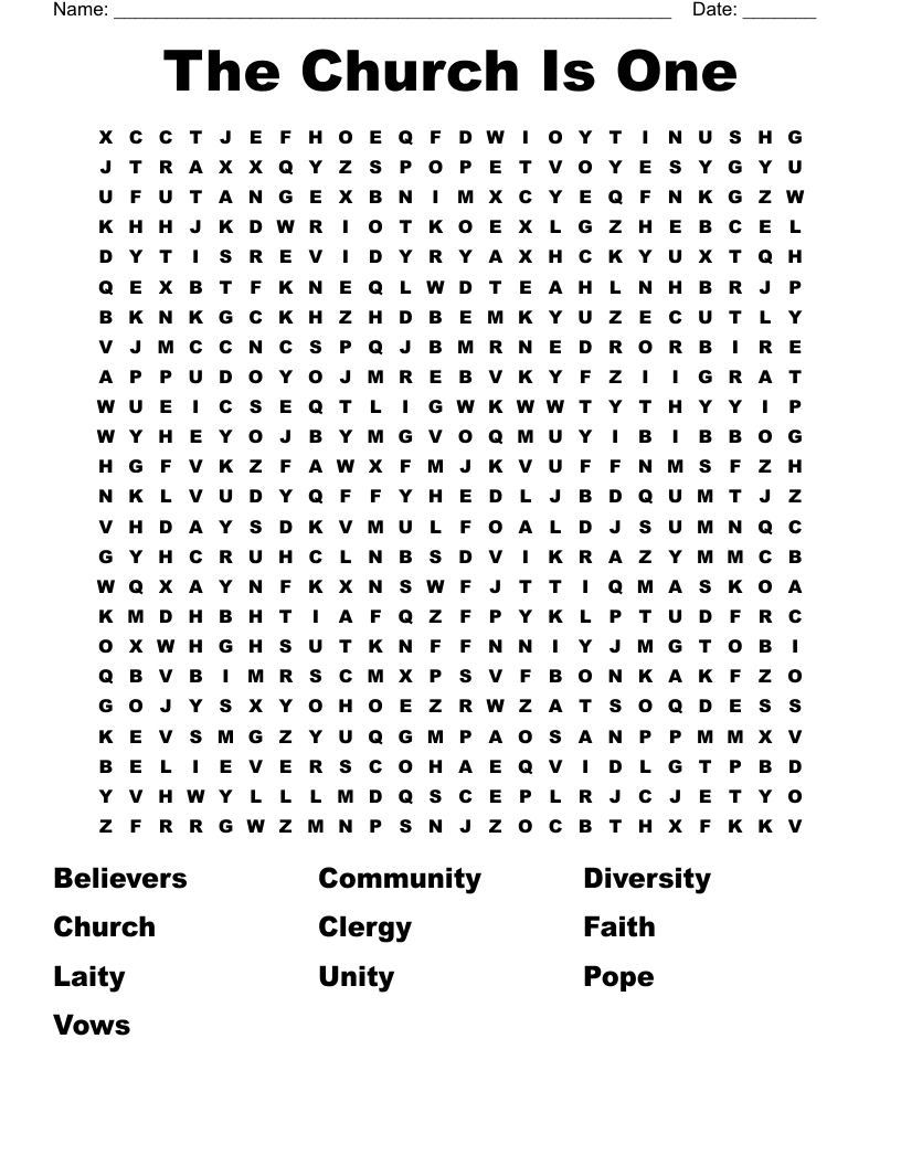 The Church Is One Word Search