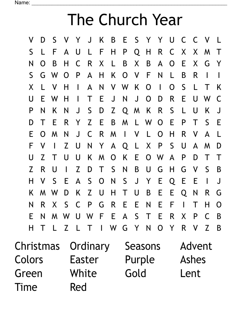 The Church Year Word Search