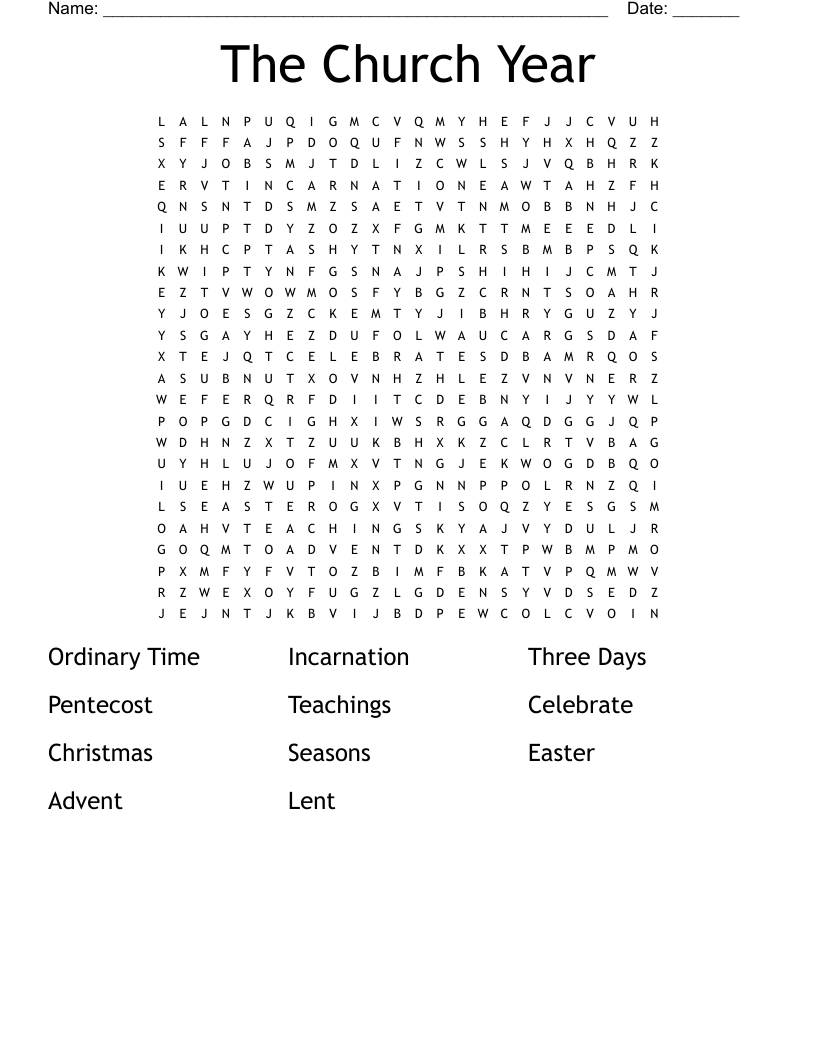The Church Year Word Search