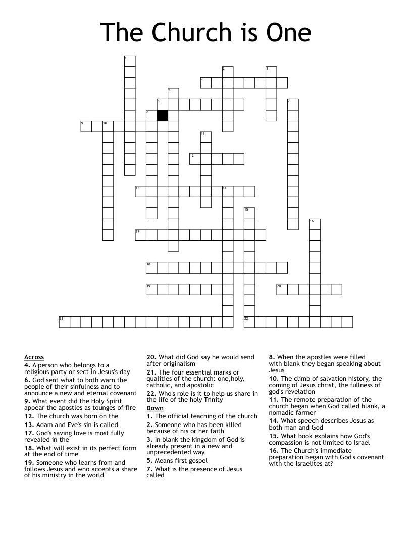 The Church is One  Crossword