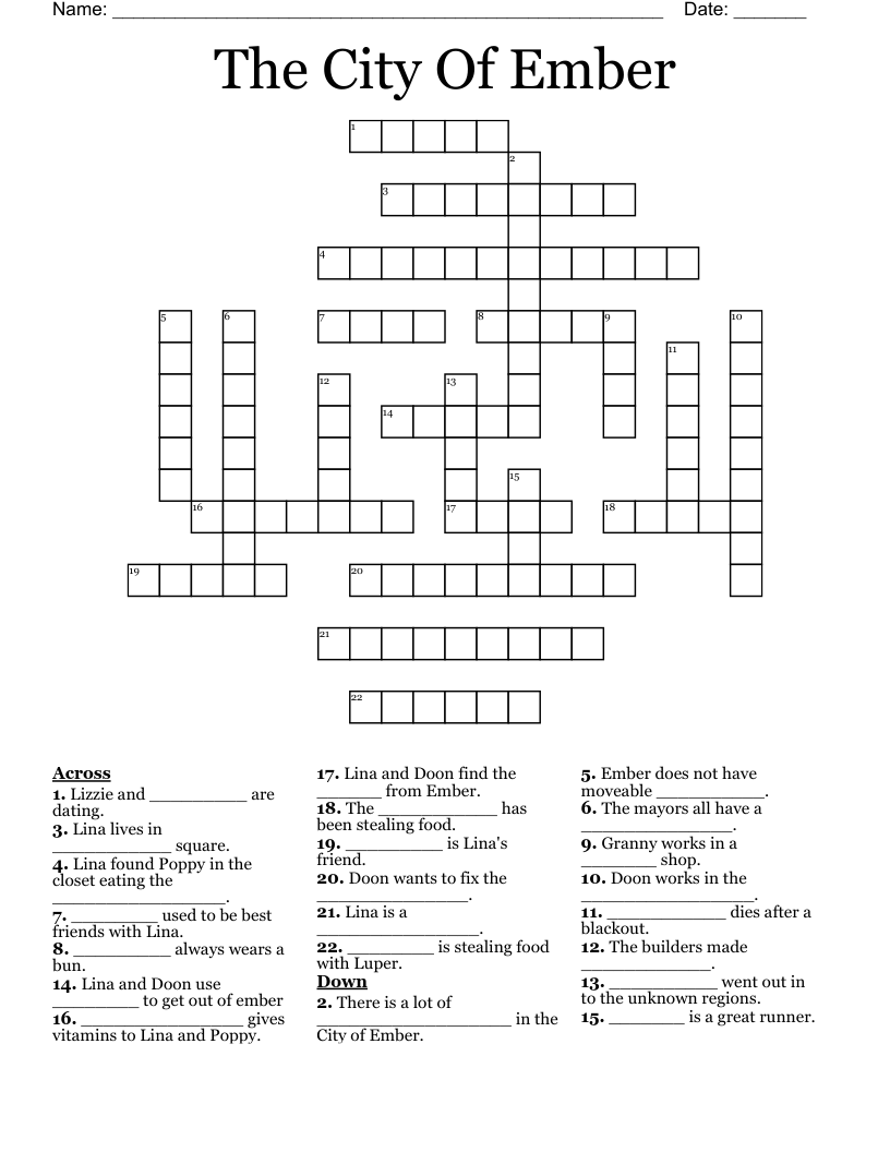 The City Of Ember Crossword