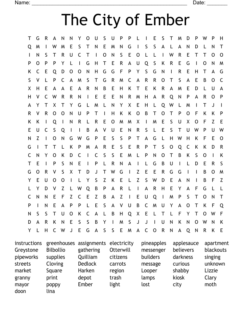The City of Ember Word Search