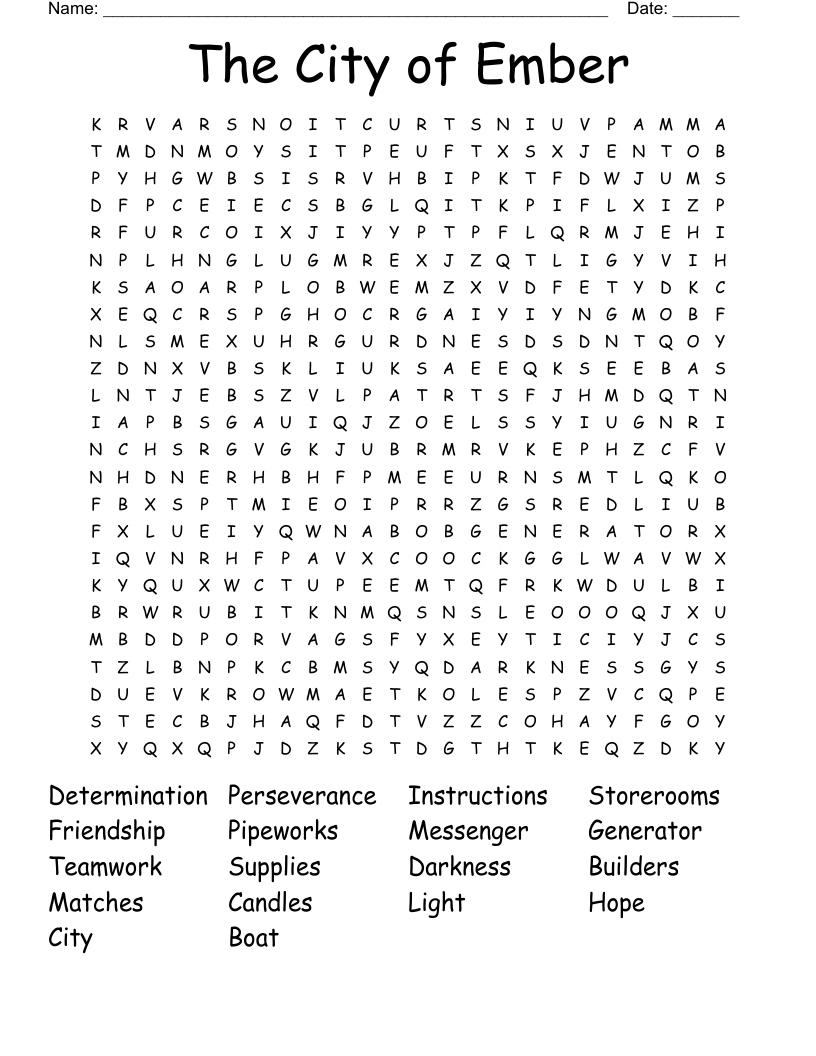 The City of Ember Word Search