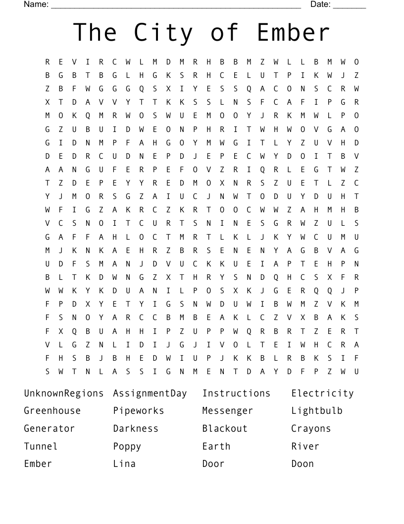 The City of Ember Word Search