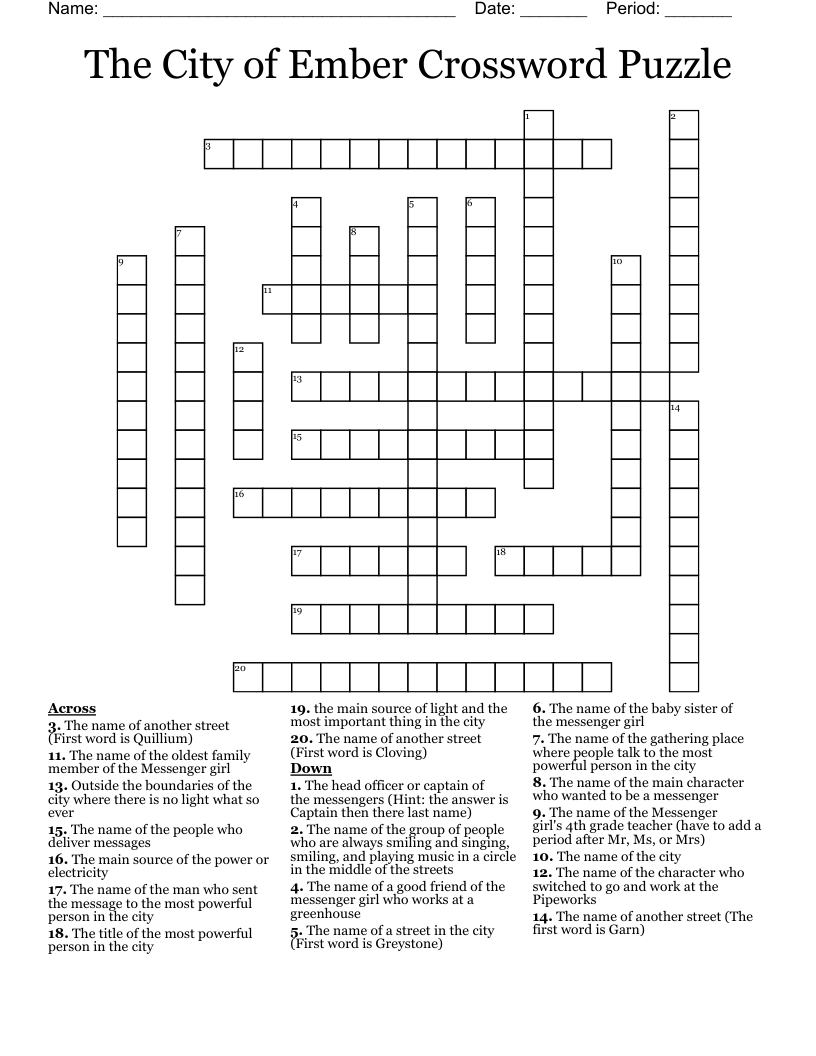 The City of Ember Crossword Puzzle
