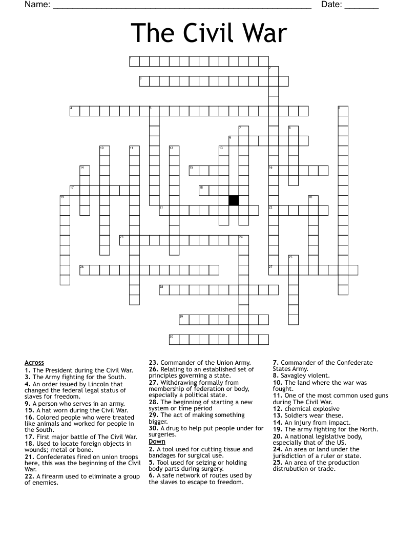 The Civil War Crossword