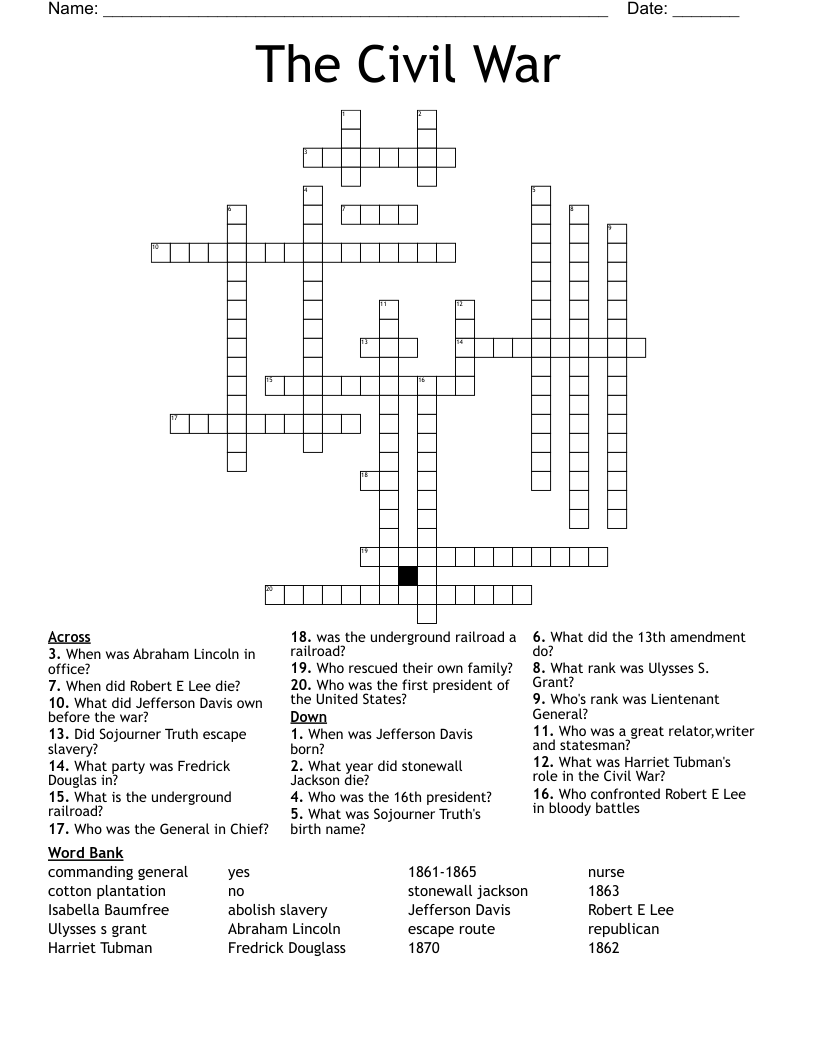 The Civil War Crossword