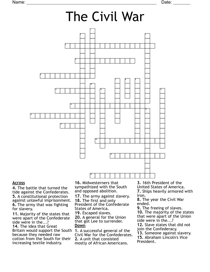 The Civil War Crossword