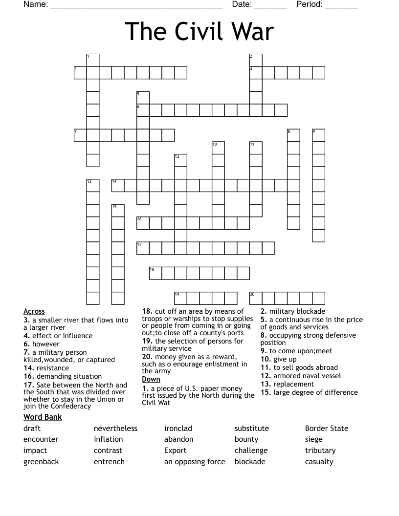The Civil War Crossword
