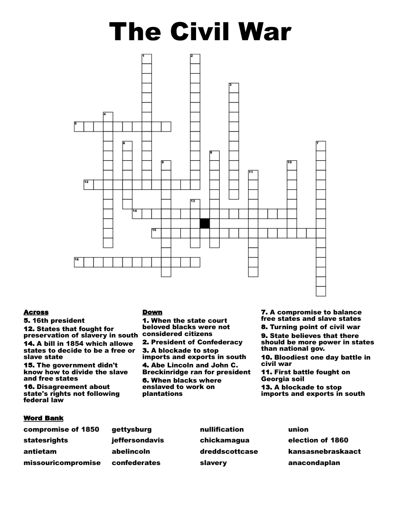 The Civil War Crossword