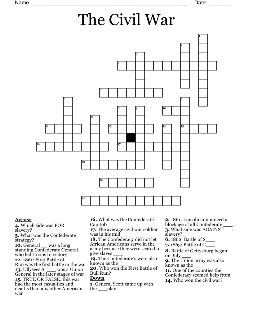 The Civil War Crossword