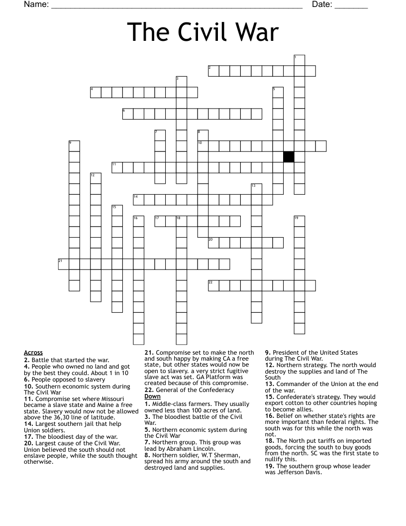 The Civil War Crossword