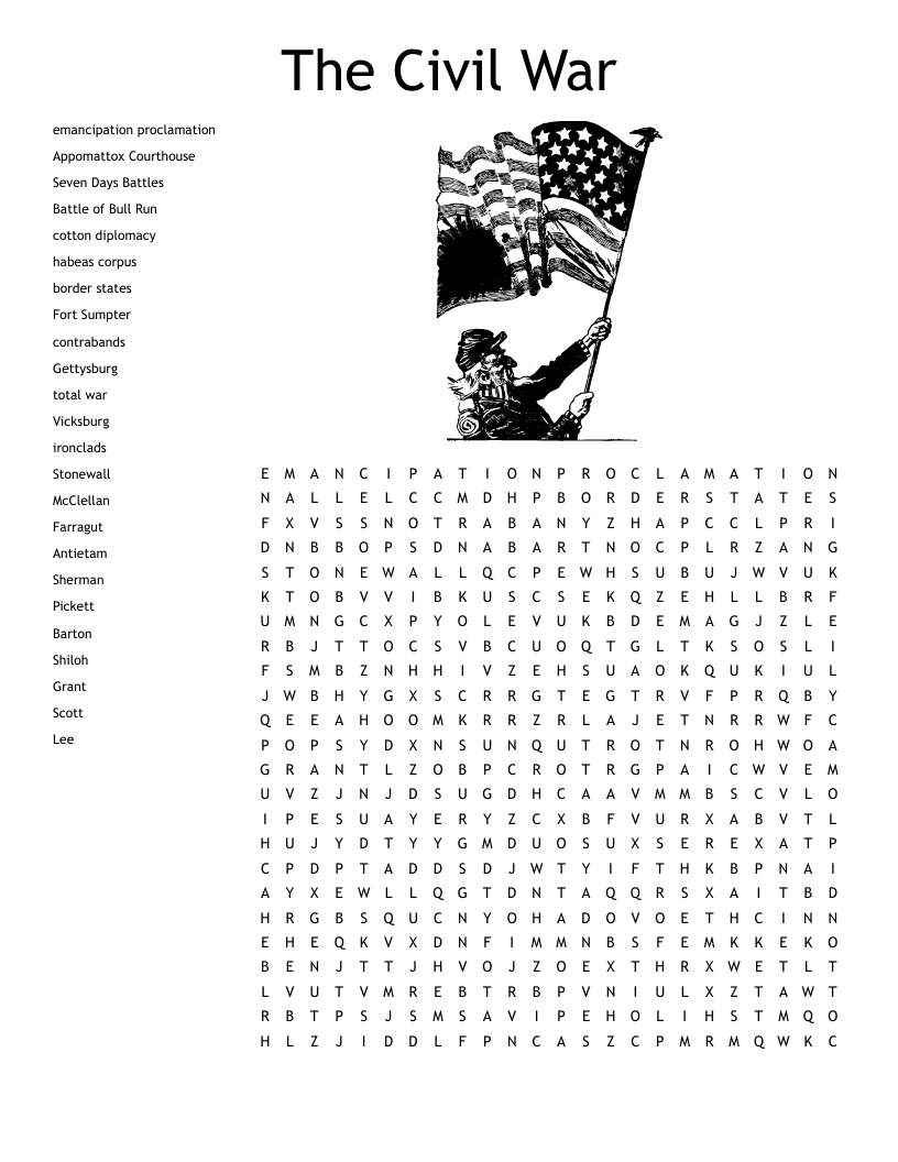 The Civil War Word Search