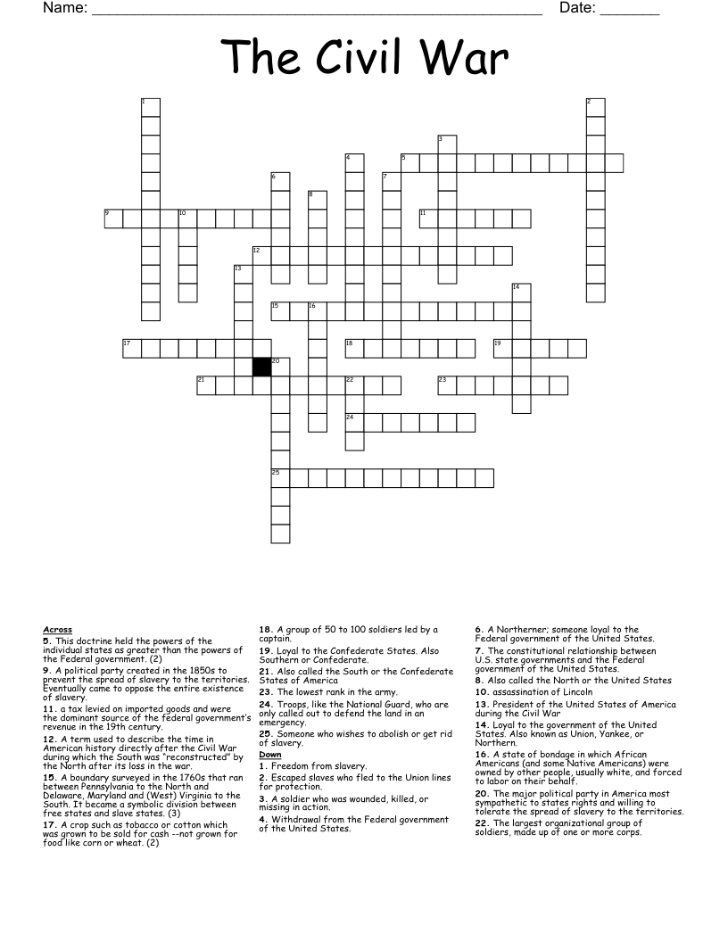 The Civil War Crossword