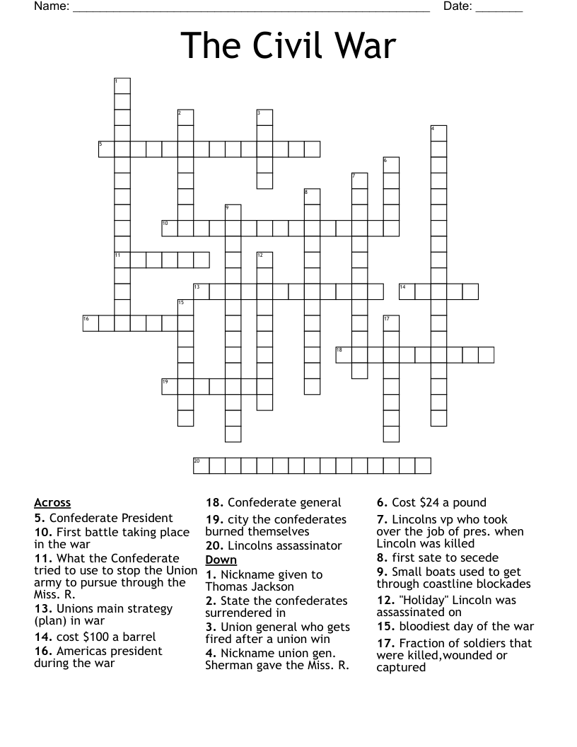 The Civil War Crossword