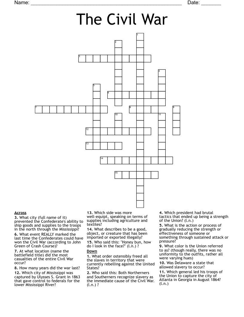 The Civil War Crossword