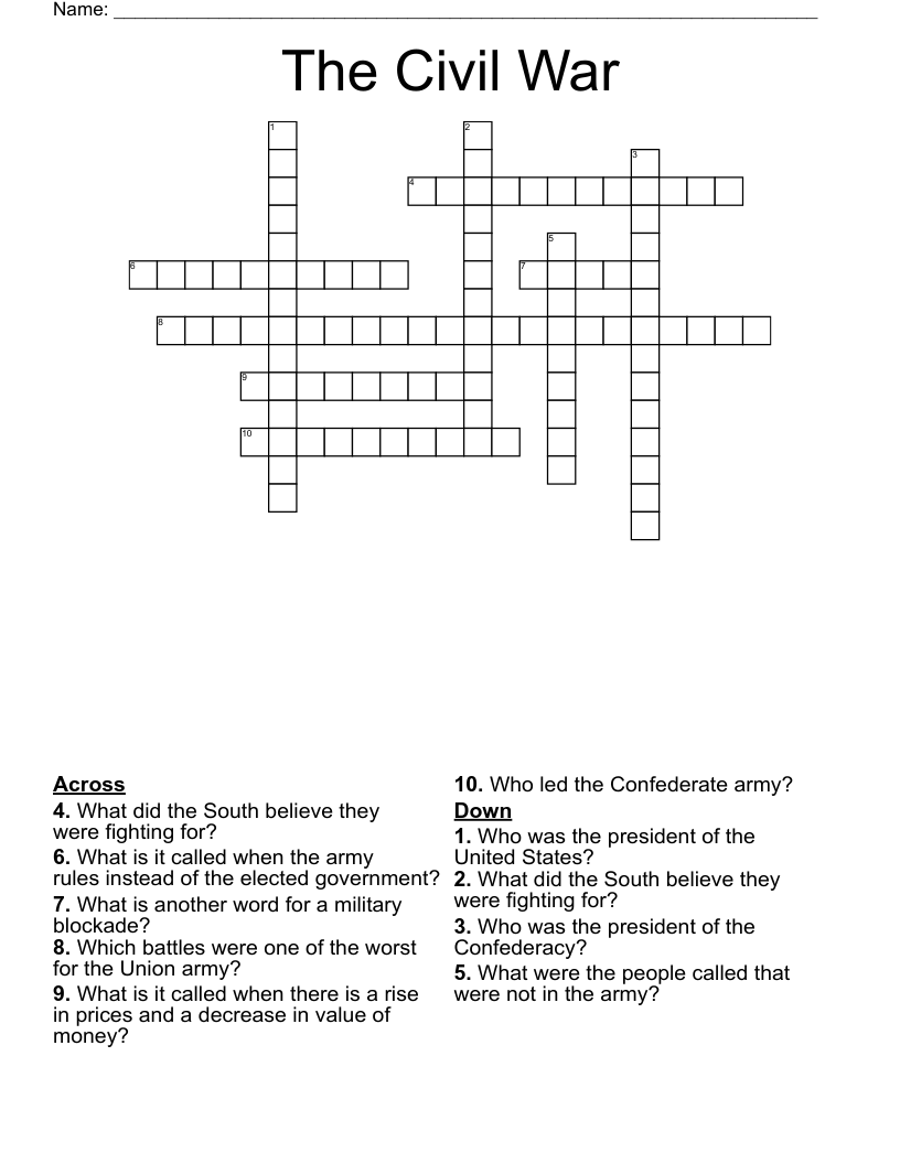 The Civil War Crossword
