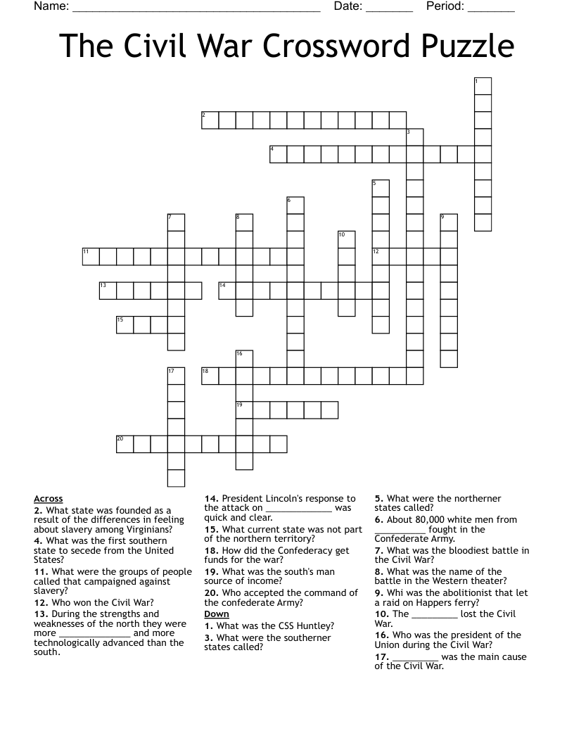 The Civil War Crossword Puzzle