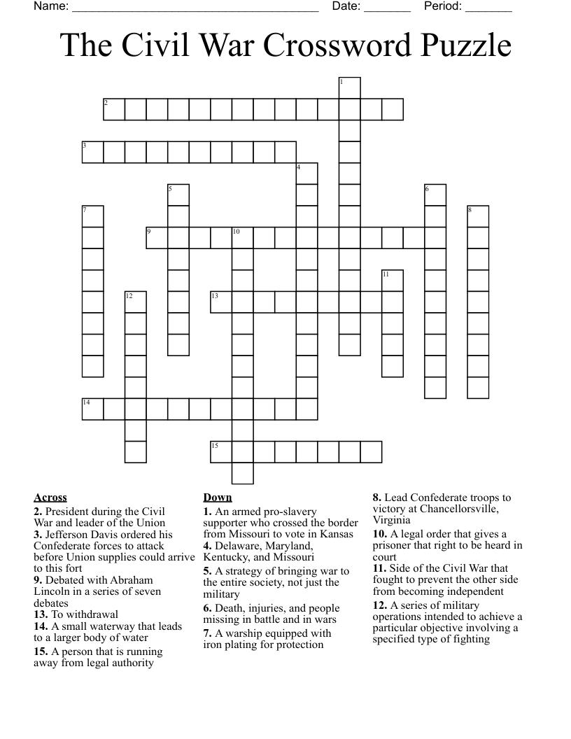 The Civil War Crossword Puzzle