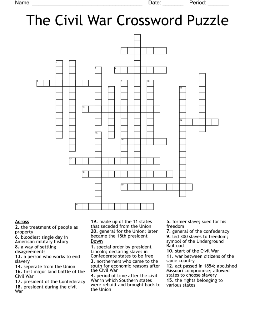The Civil War Crossword Puzzle