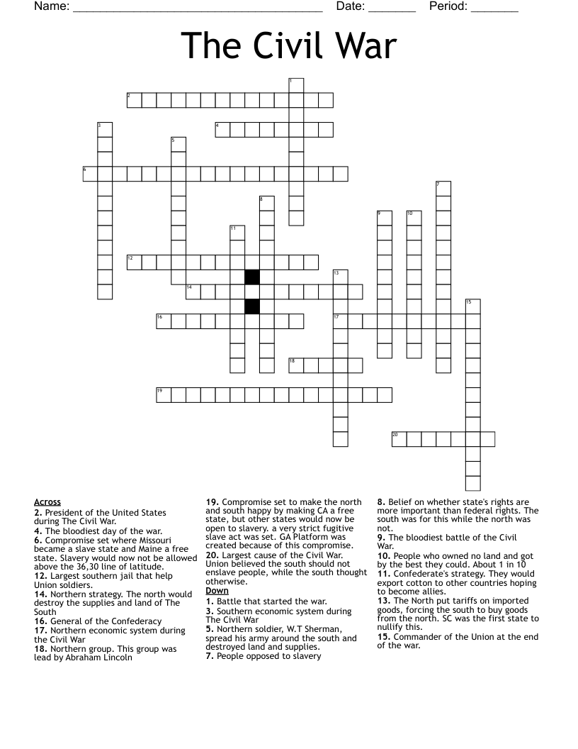 The Civil War  Crossword