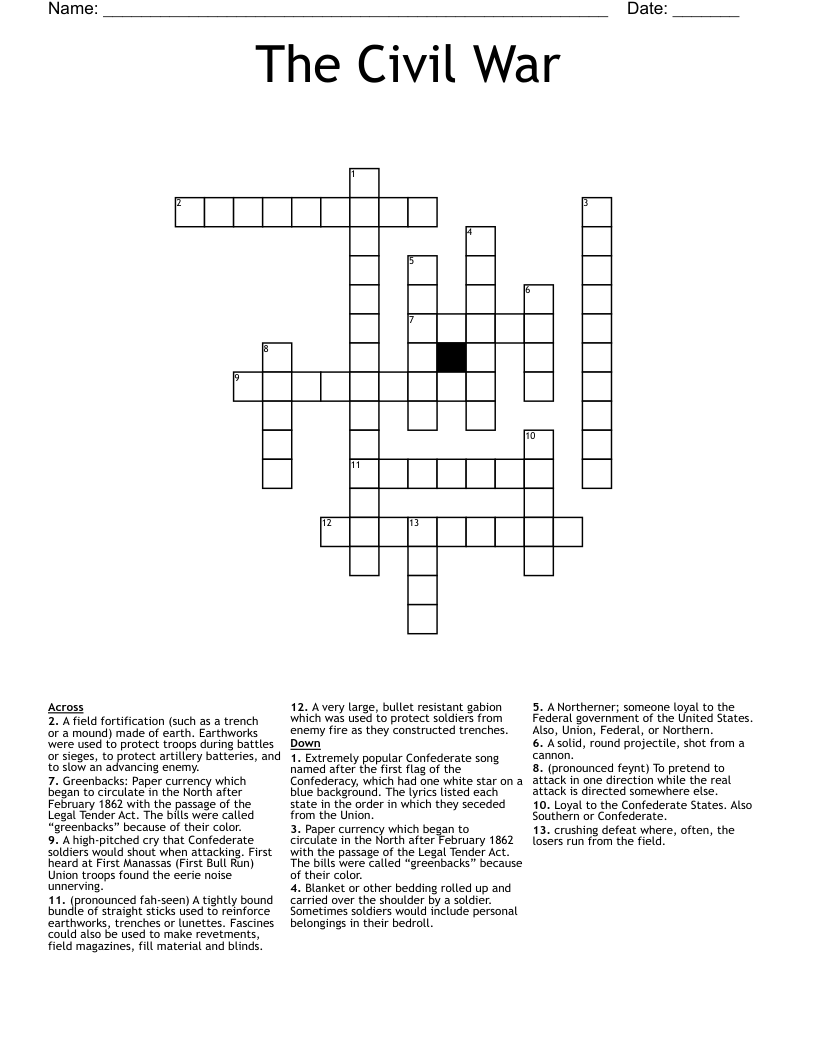 The Civil War  Crossword