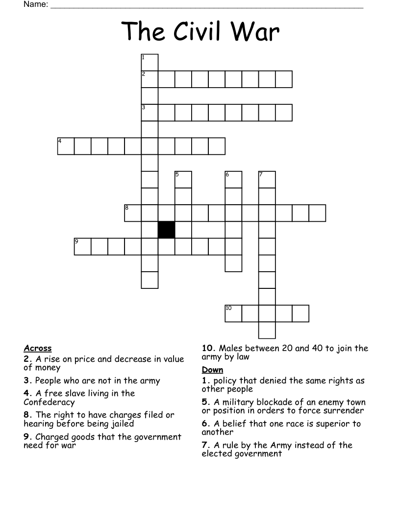 The Civil War  Crossword