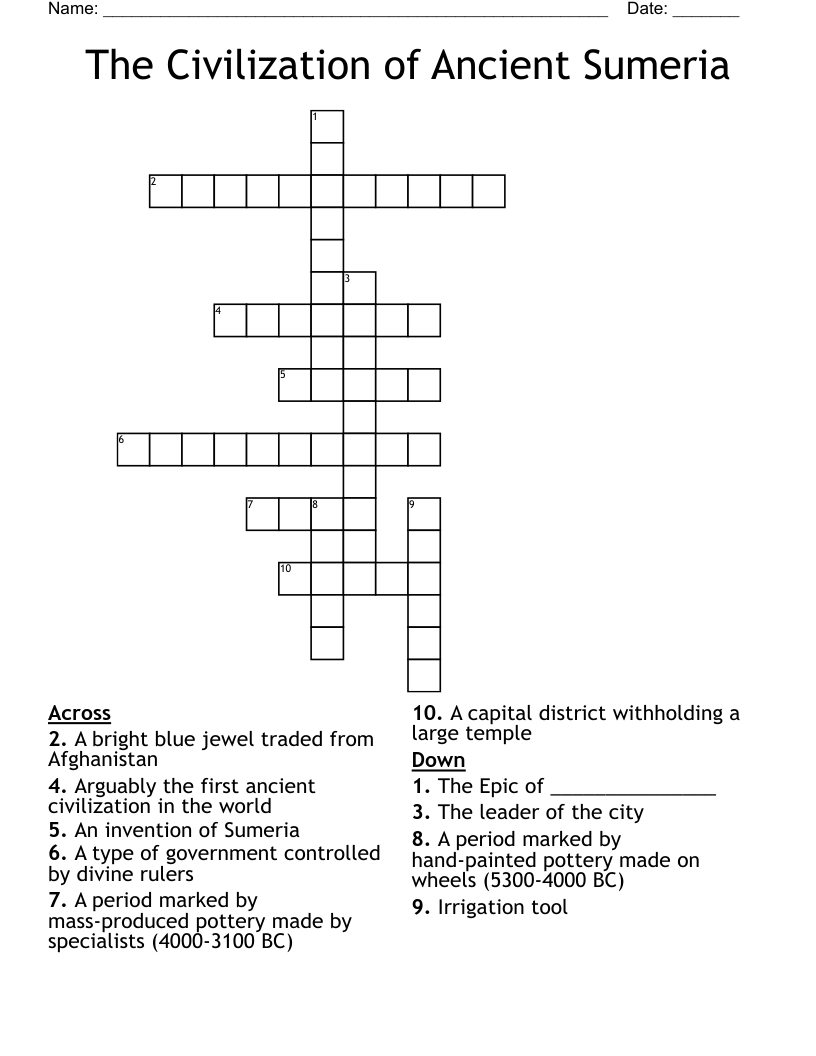 The Civilization of Ancient Sumeria Crossword