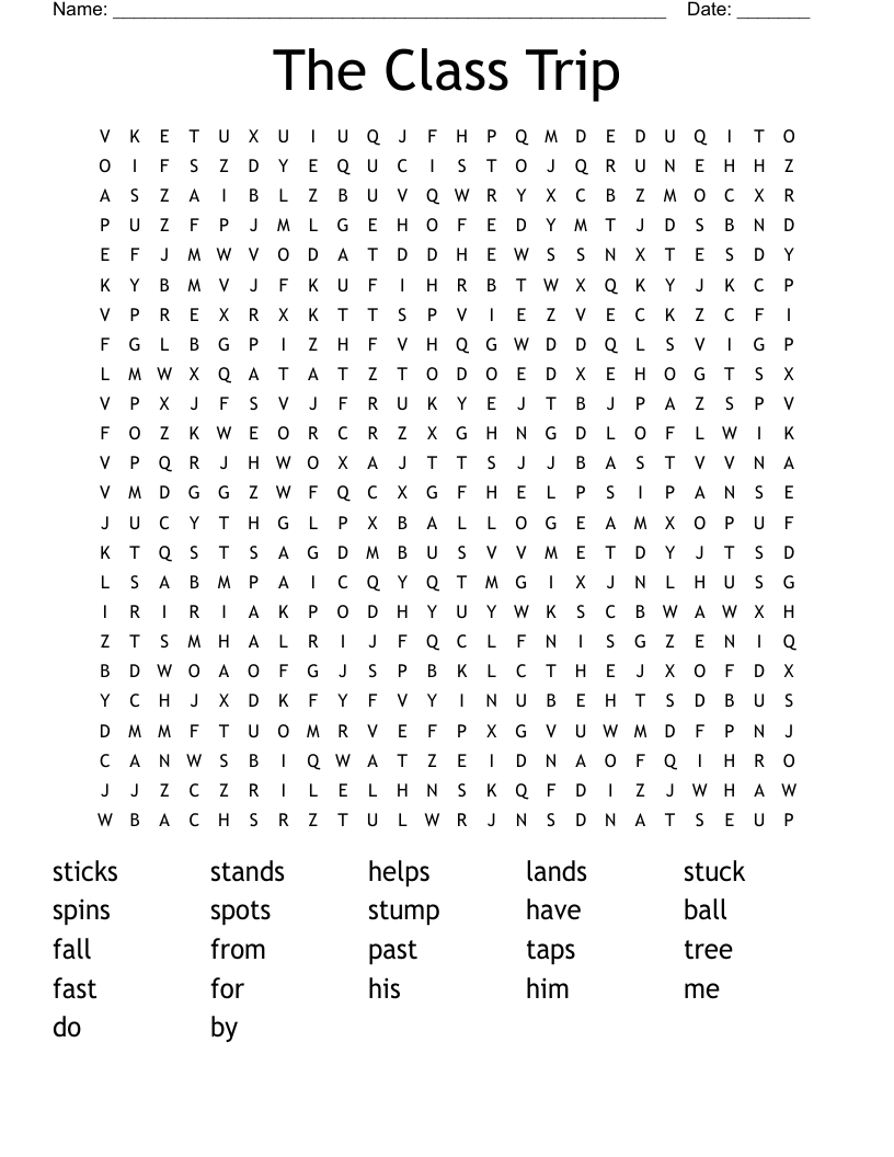 The Class Trip Word Search