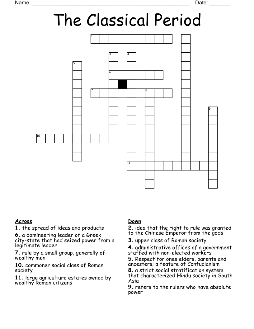 The Classical Period Crossword