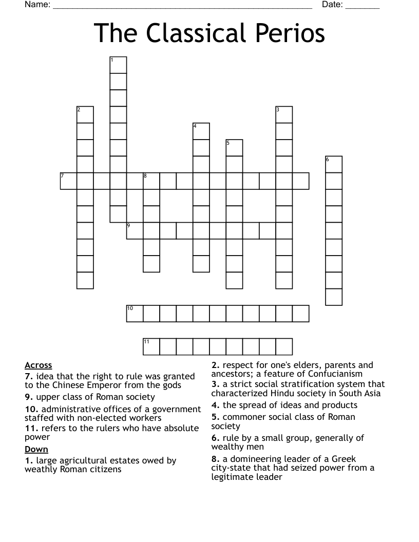 The Classical Perios Crossword