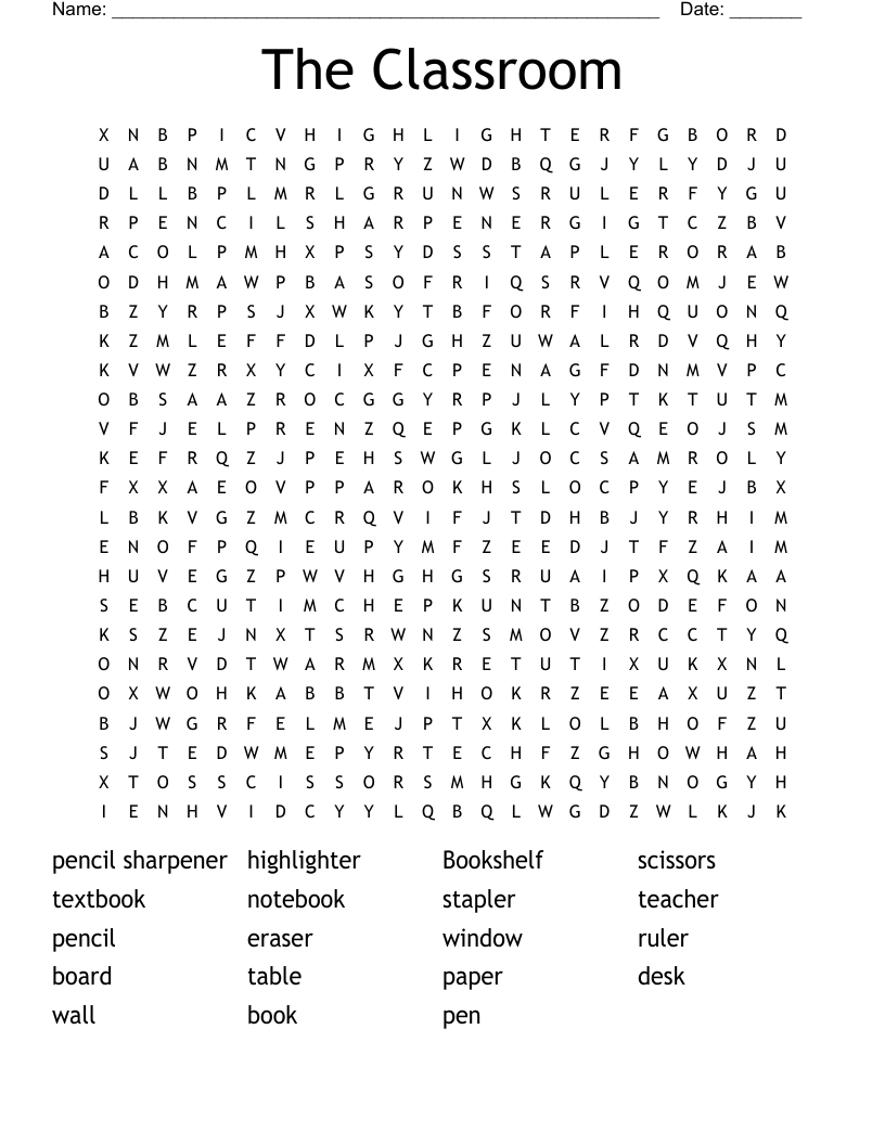 The Classroom Word Search