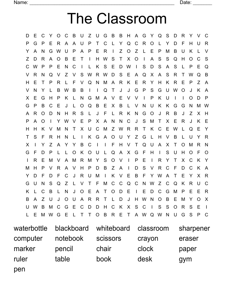 The Classroom  Word Search