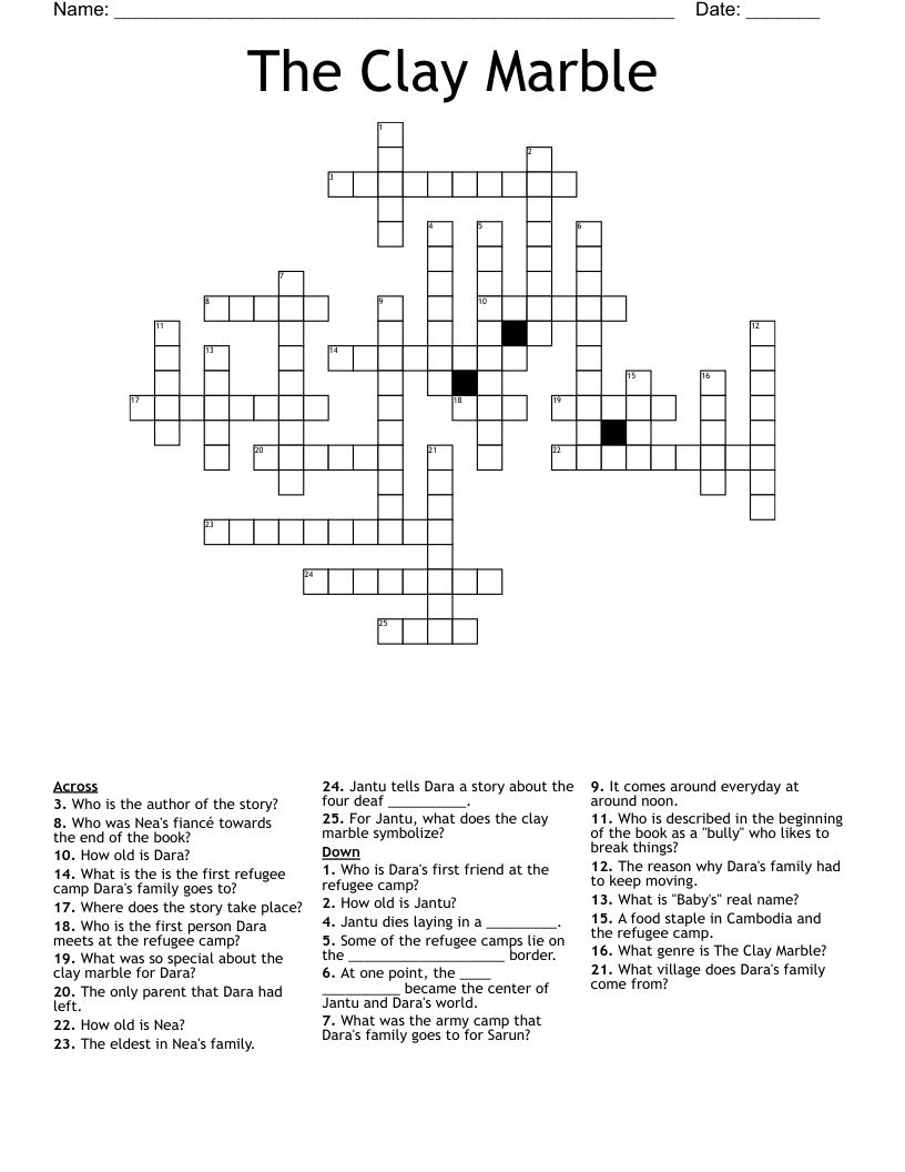The Clay Marble Crossword