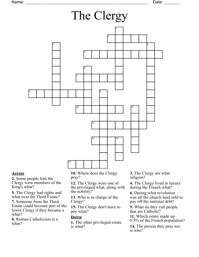 The Clergy Crossword