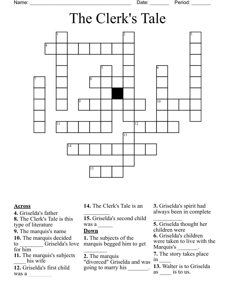 The Clerk's Tale Crossword