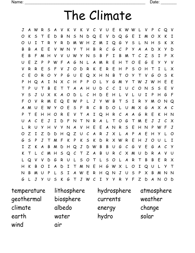 The Climate Word Search
