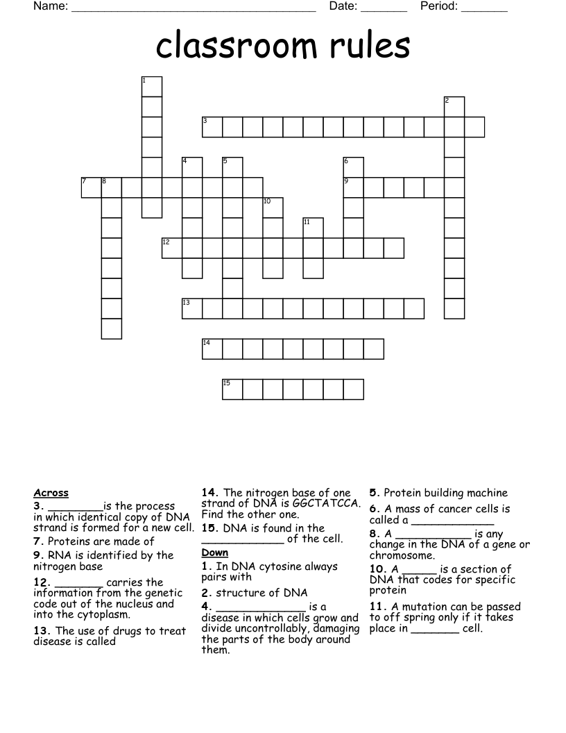 classroom rules Crossword