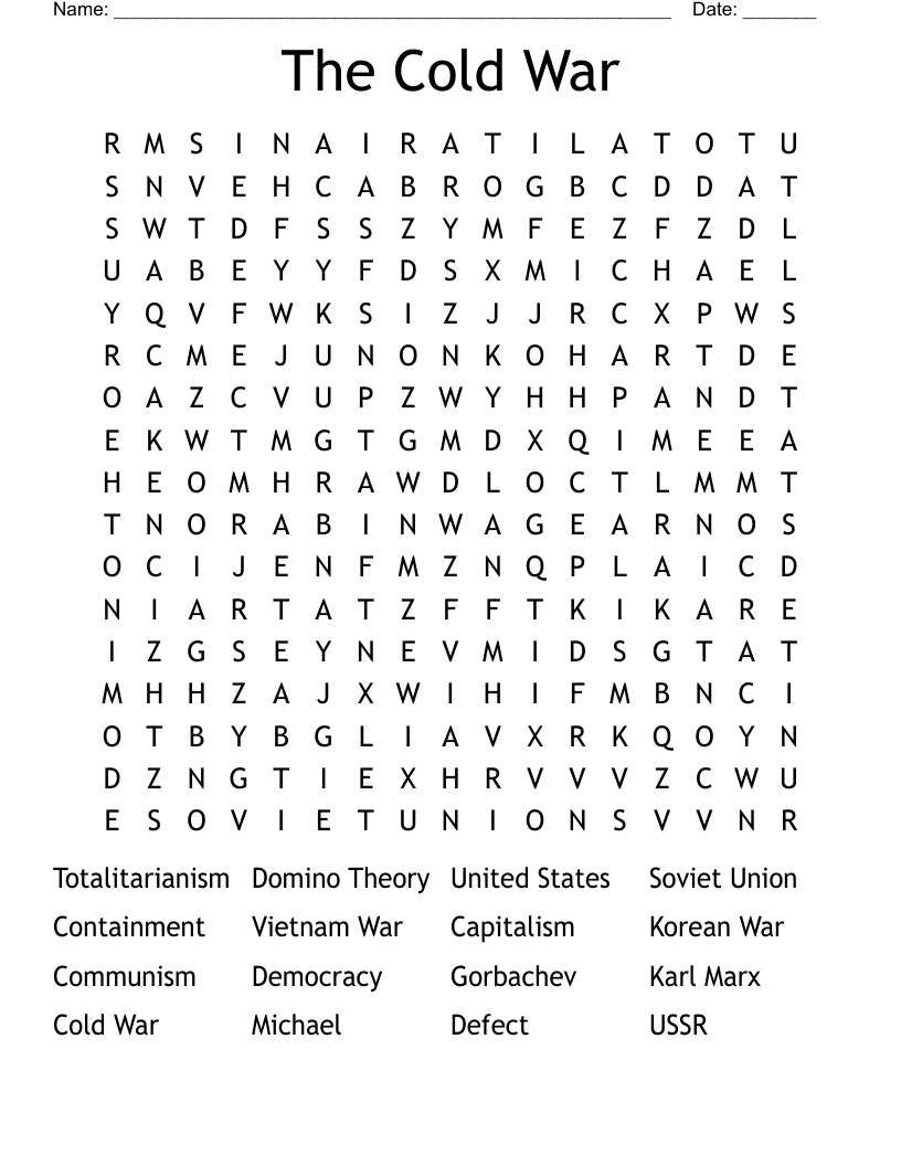 The Cold War Word Search