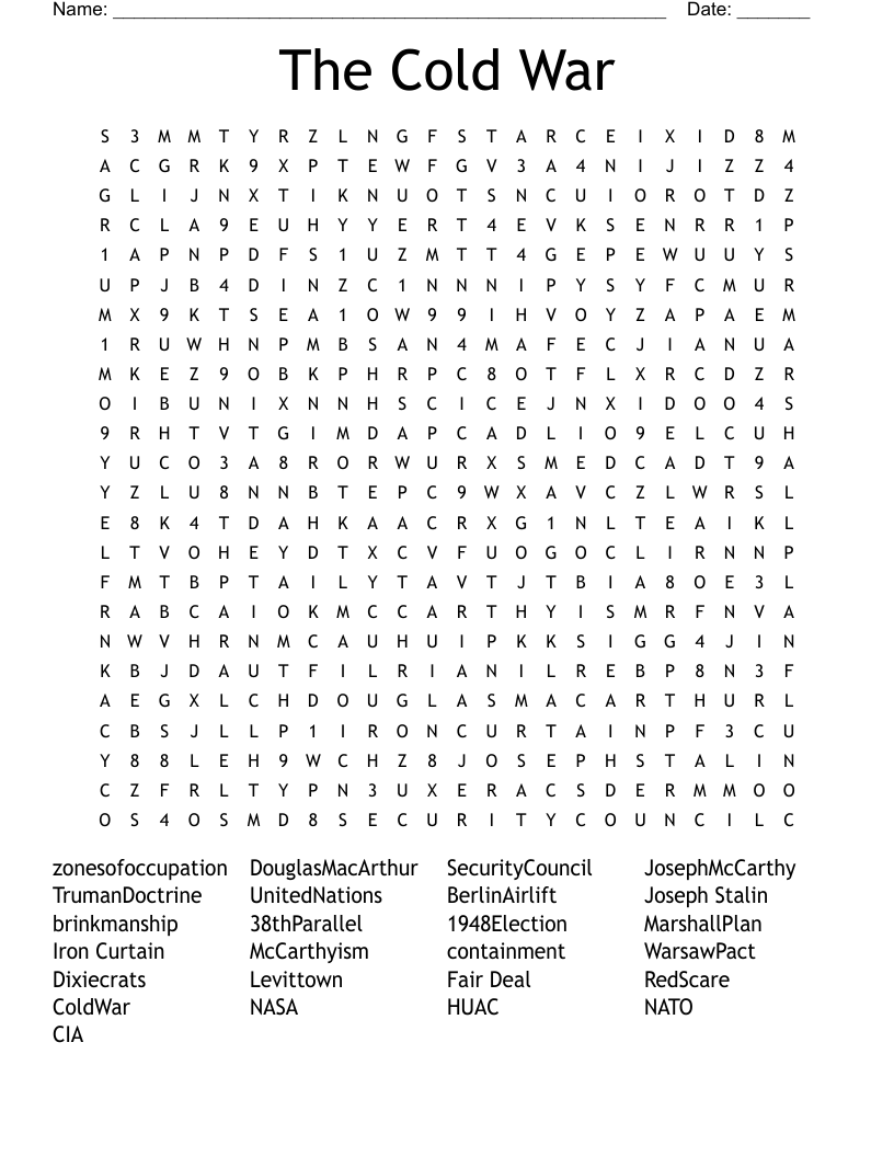 The Cold War Word Search