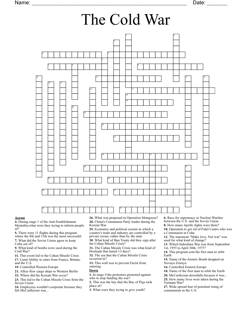 The Cold War Crossword