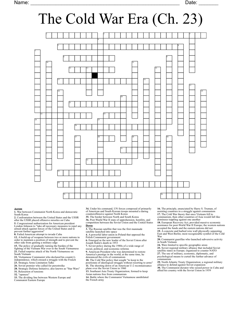 The Cold War Era (Ch. 23) Crossword