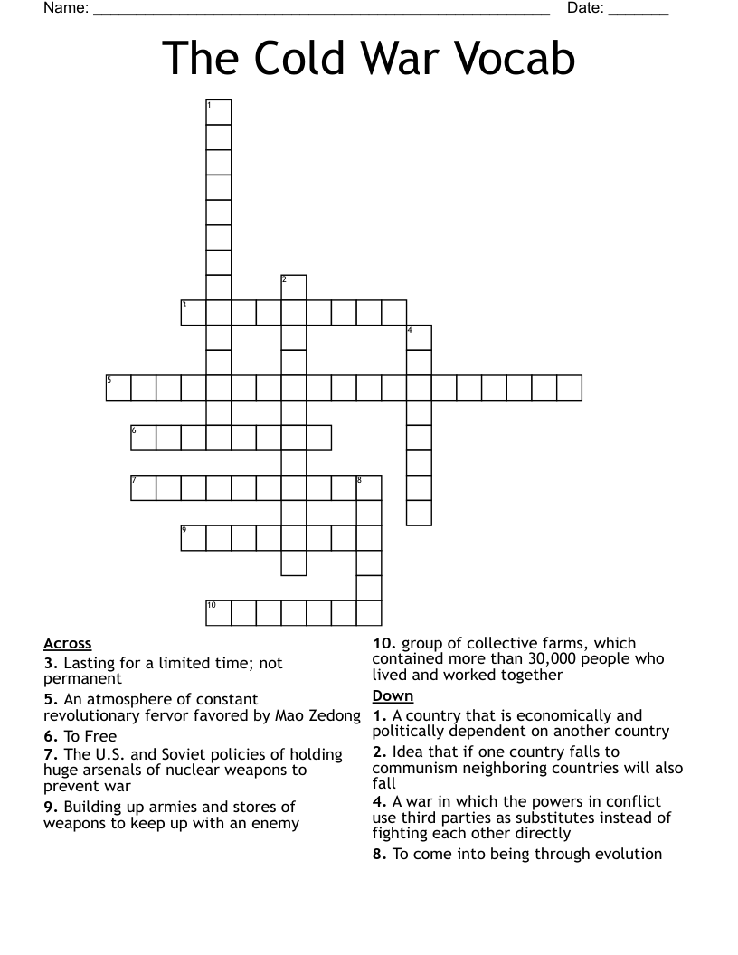 The Cold War Vocab Crossword