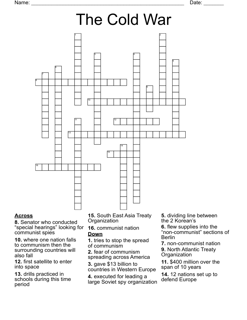 The Cold War  Crossword