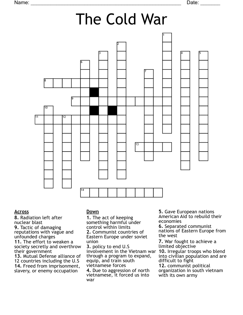 The Cold War  Crossword