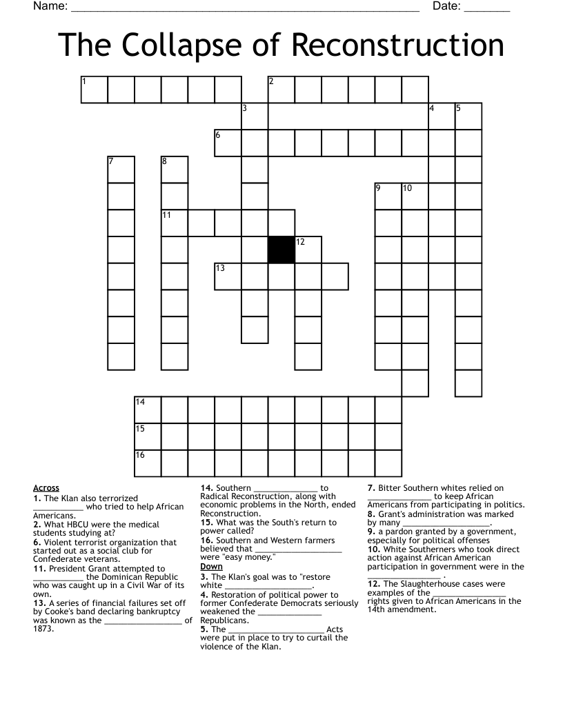 The Collapse of Reconstruction Crossword