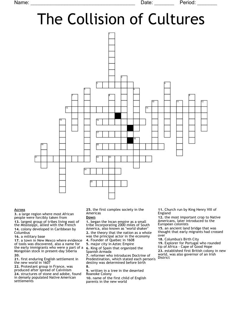 The Collision of Cultures Crossword