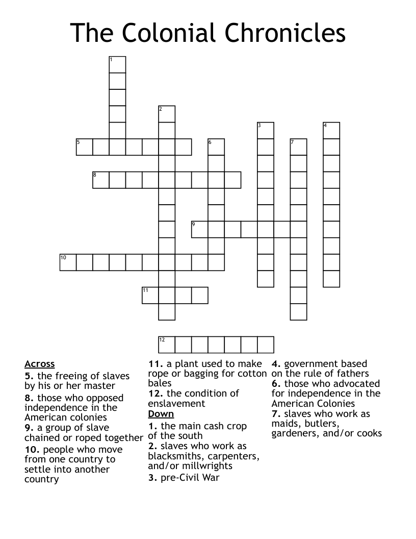 The Colonial Chronicles Crossword